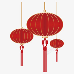 中式喜庆立体红灯笼素材