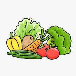卡通手绘五颜六色蔬菜插画素材