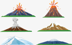 卡通火山爆发集素材