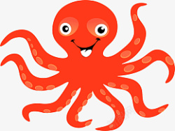 红色章鱼卡通动物图片素材