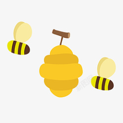 小蜜蜂和蜂窝png素材