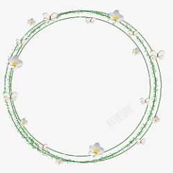 装饰着花朵的绿色边框素材