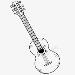 漂亮的音乐线描吉他乐器插画高清图片