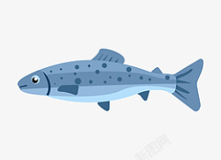浅蓝色的深海鱼插画素材