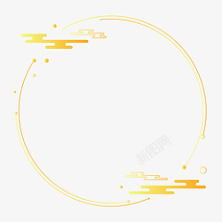 中式圆环中式金色简约圆环边框高清图片