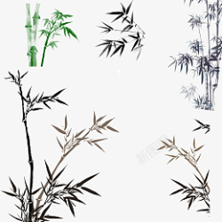 中国风水墨竹子元素免抠图素材