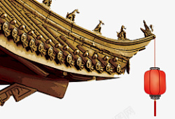 中国风古建筑宫殿屋角屋檐灯笼素材
