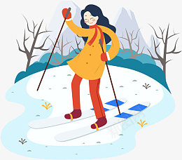 卡通冬天滑雪小女孩插画png免抠素材_88icon https://88icon.com 卡通 冬天 滑雪 小女孩 插画