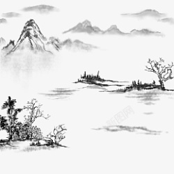 水墨画山水画绘画中国风素材