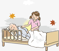 照顾躺在病床卡通躺在病床上的病人矢量高清图片