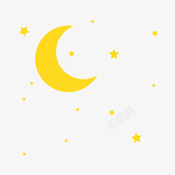 手绘卡通月亮星星素材