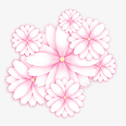 春季剪纸风粉色花朵素材