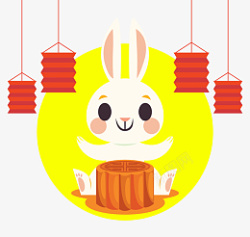 中秋节卡通月饼小兔素材