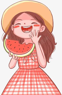 夏天吃西瓜的甜美草帽女孩png免抠素材_88icon https://88icon.com 夏天 吃西瓜 甜美 草帽女孩