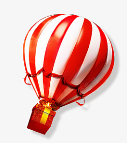 红色热气球礼盒素材装饰素材