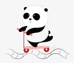 卡通手绘小熊猫滑板可爱素材