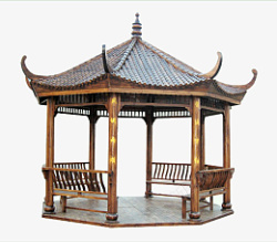中国风古风木制凉亭透明素材素材