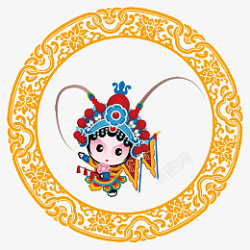 古典花纹京剧小人物素材