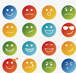 emoji表情圆形渐变表情包图标