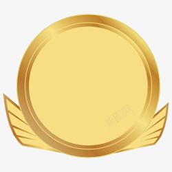 金色材质小翅膀圆形奖牌矢量免抠素材