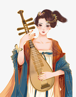 中国风汉服古风弹琵琶美女素材