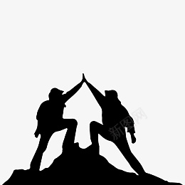 登山庆祝人物剪影png免抠素材_88icon https://88icon.com 登山的人物 卡通插画 庆祝人物 黑色剪影 卡通人 人物 攀岩 攀登 登顶 人