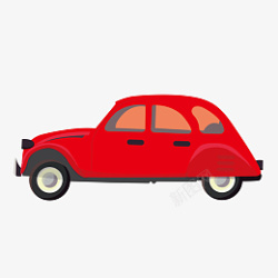 红色老爷车手绘红色小汽车矢量免抠图高清图片