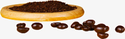 木盘装饰咖啡粉和咖啡豆木盘手冲咖啡高清图片