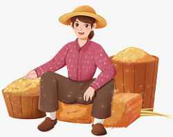 秋天节气农民收小麦素材