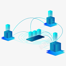 蓝色科技区块链png免抠素材_88icon https://88icon.com 蓝色渐变 区块链 手机 科技 线条