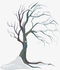 手绘冬天大树矢量图素材