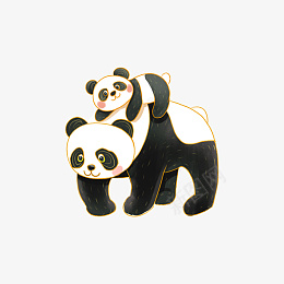 熊猫妈妈背孩子png免抠素材_88icon https://88icon.com 国潮 妈妈 孩子 熊猫 背着孩子