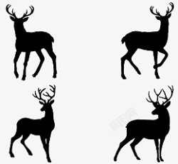 各种动作鹿的剪影素材