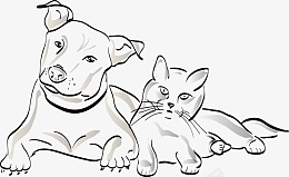 手绘猫狗在一起的png免抠素材_88icon https://88icon.com 猫狗 宠物 手绘 logo