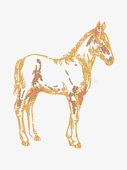 手绘素描动物马霓虹灯招牌设计素材