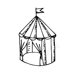 手绘水獭黑白线条简约帐篷露营风手绘图图标