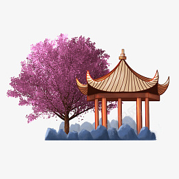 国风凉亭桃花素材png免抠素材_88icon https://88icon.com 古风 古建筑 凉亭 楼阁