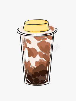 焦糖布蕾奶盖茶png免抠素材_88icon https://88icon.com 奶茶 饮料 焦糖 手绘
