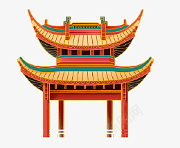 国潮风格阁楼png免抠素材_88icon https://88icon.com 阁楼 亭子 中国风 插画