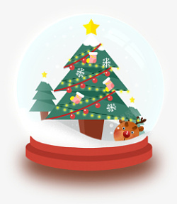 圣诞节圣诞树水晶球麋鹿元素素材