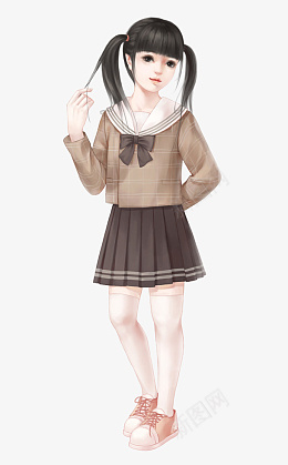 棕色学生服女孩png免抠素材_88icon https://88icon.com 棕色 学生 女孩