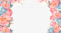 妇女节手绘花卉边框素材