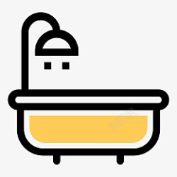 黄色扁平清新家居浴缸图标素材