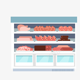 超市肉类货柜设计可商用元素png免抠素材_88icon https://88icon.com 手绘 插画 肉类 超市