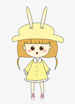 可爱卡通小女孩黄裙子人物素材素材
