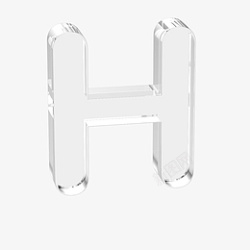 立体水晶透明字母h素材