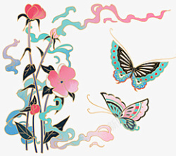 中国风手绘原创元素蝴蝶素材
