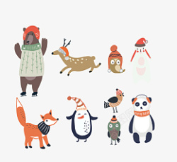 冬季狐狸卡通手绘冬季活动的小动物插画高清图片
