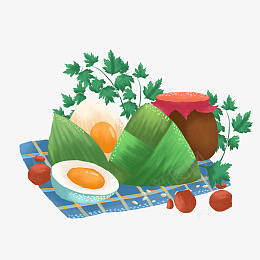 山河粽子端午节插画手绘艾叶psd免抠素材_88icon https://88icon.com 粽子 端午节 插画手绘 艾叶