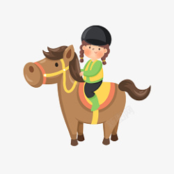 手绘骑马的女孩素材